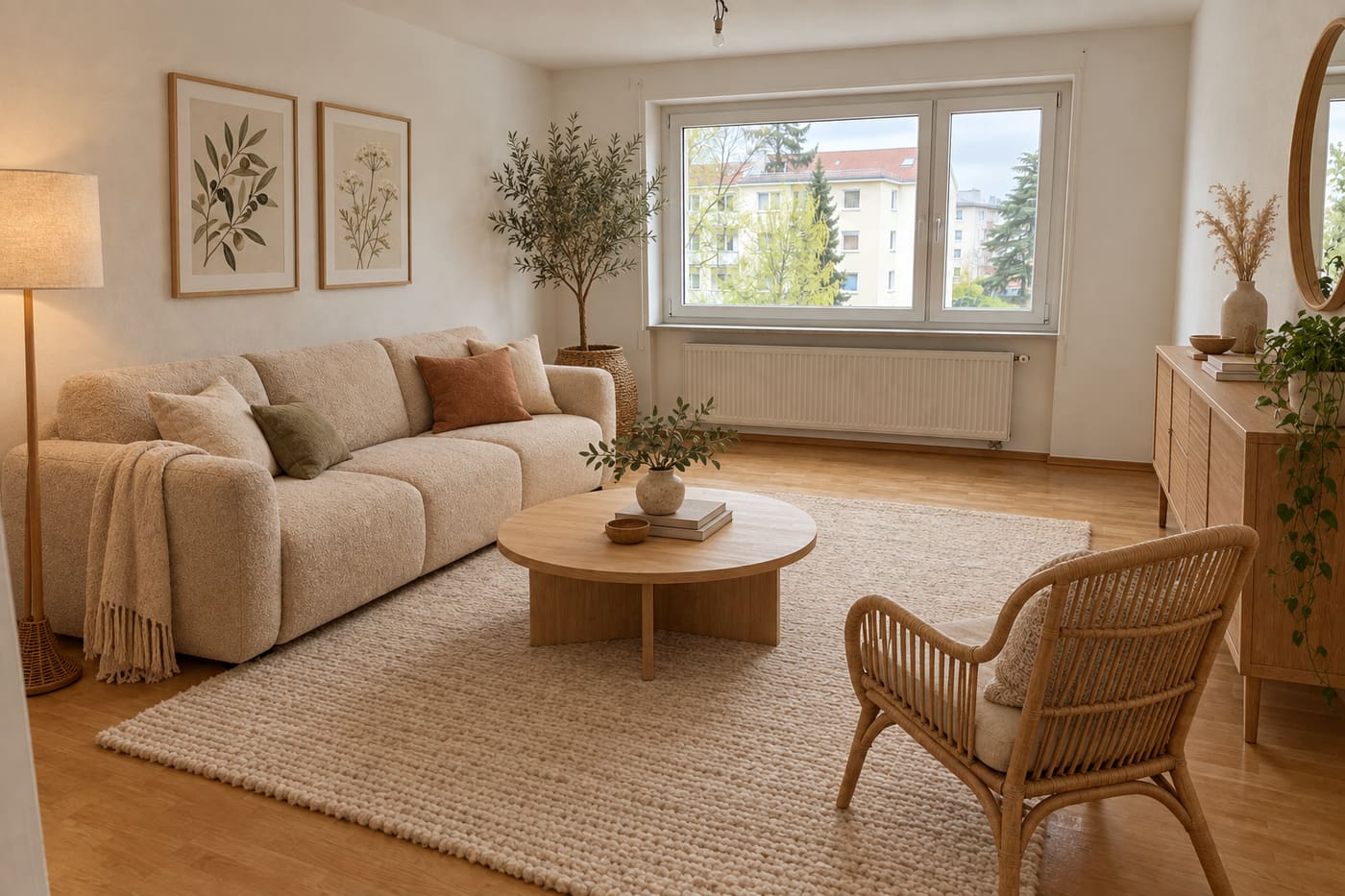 Wohnzimmer, eingerichtet