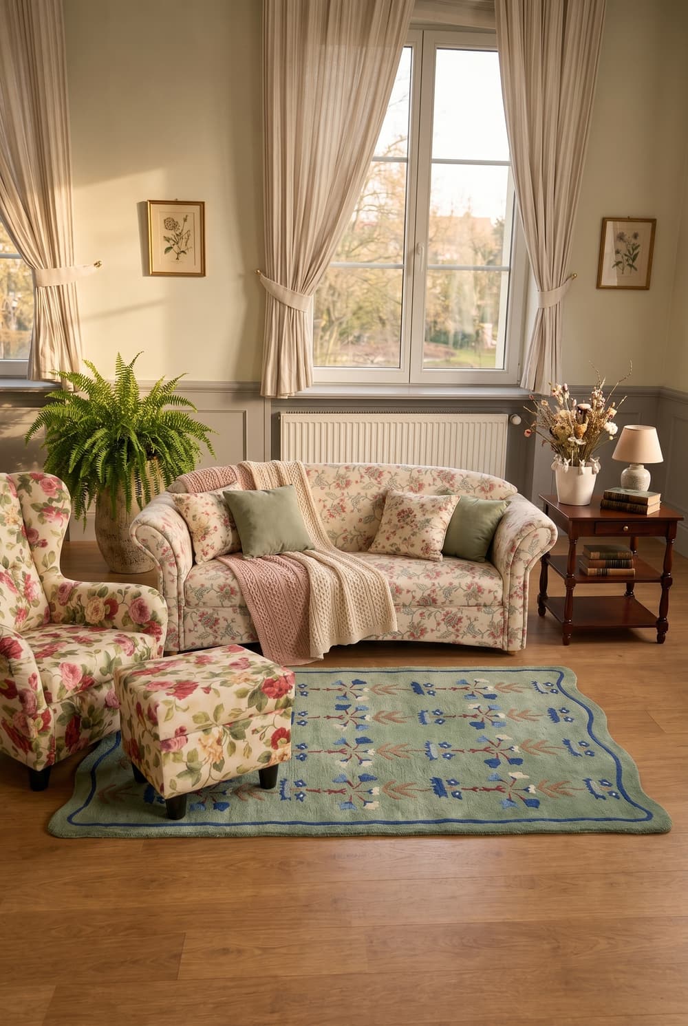 Wohnzimmer im Cottage-Stil